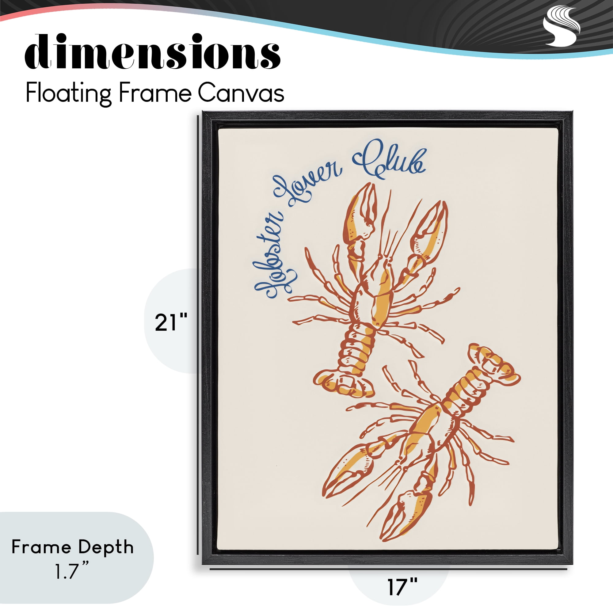 Stupell Industries Lobster Lover Club Black Framed Floater Canvas Wall Art, design by The Prints Vibe