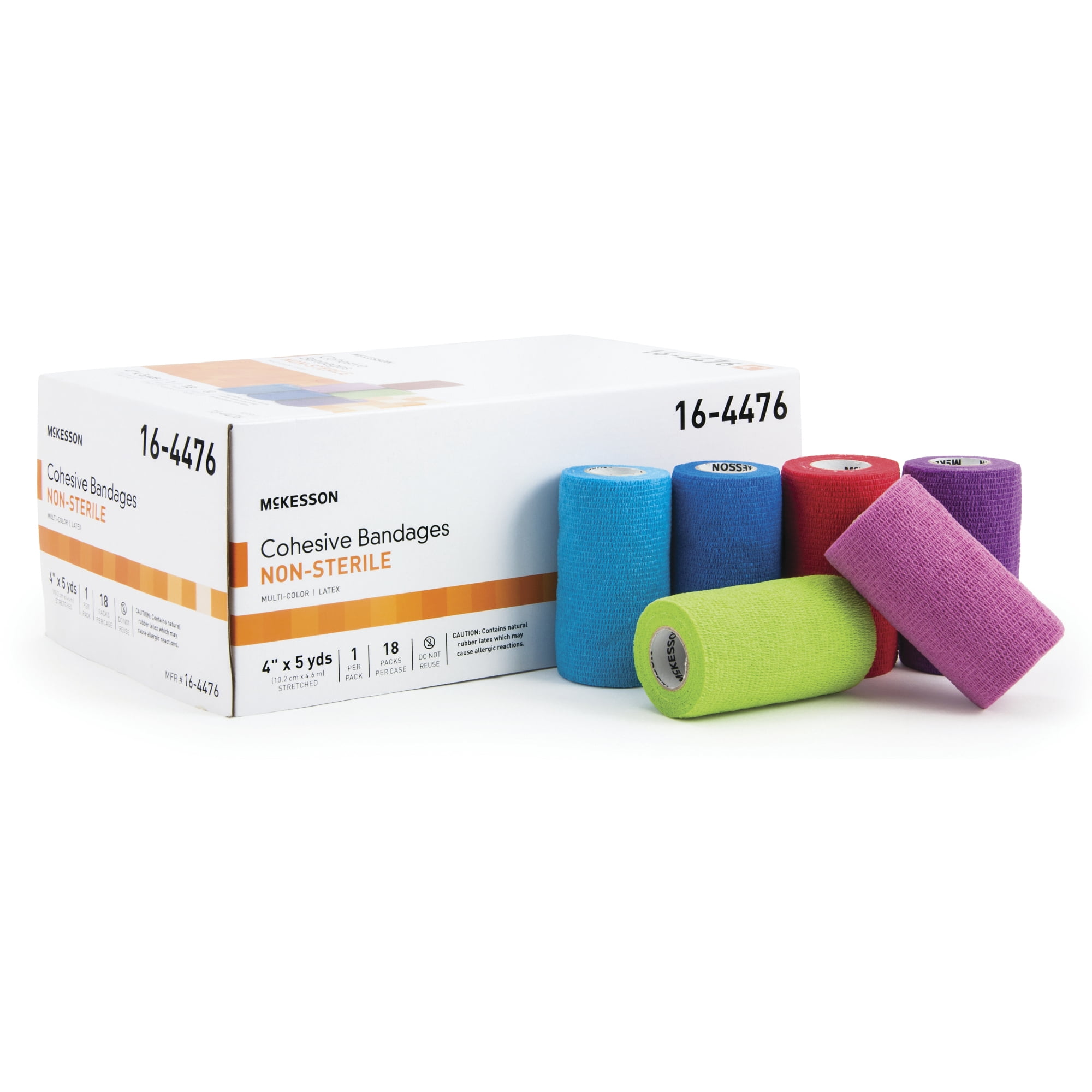 McKesson Cohesive Bandages, Self-Adherent Compression Wrap, 4 in x 5 yd, 1 Count, 18 Packs, 18 Total