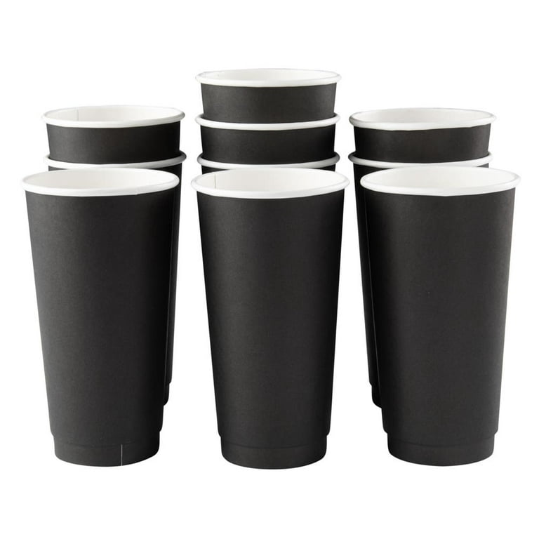 20 oz Black Paper Coffee Cup - Double Wall - 3 1/2 x 3 1/2 x 6 1/4 - 250  count box
