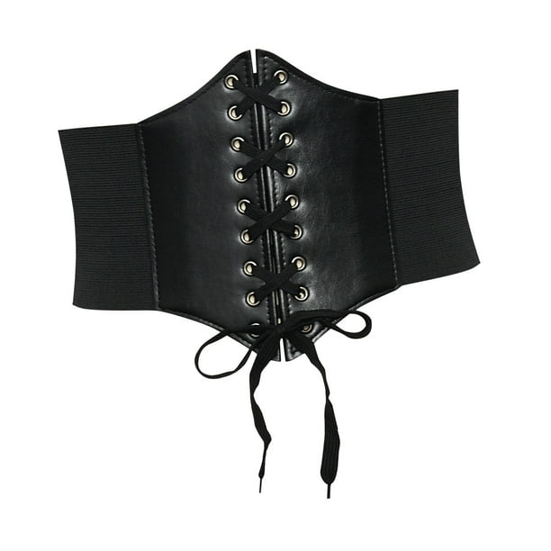 Cinturón de vestir para mujer, cinturón elástico, cinturón retro con hebilla, cinturón de vestir de moda, cinturón elástico para niñas, falda de Negro