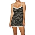 thumbnail image 2 of Sheer Mesh Lace Bodycon Mini Dresses for Women Color Blocking Short Slip Dresses Black & White S, 2 of 10
