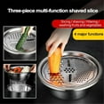 thumbnail image 5 of Stainless Steel 3 in 1 Colander Set, 11 Inch Kitchen Veggie Slicer, 1 Count, Multifunctional Grater Basin Salad Drainer Basket, Food Prep Gadget, Heavy Duty Washing Mixing Bowl, Meal Prep Station, 5 of 9
