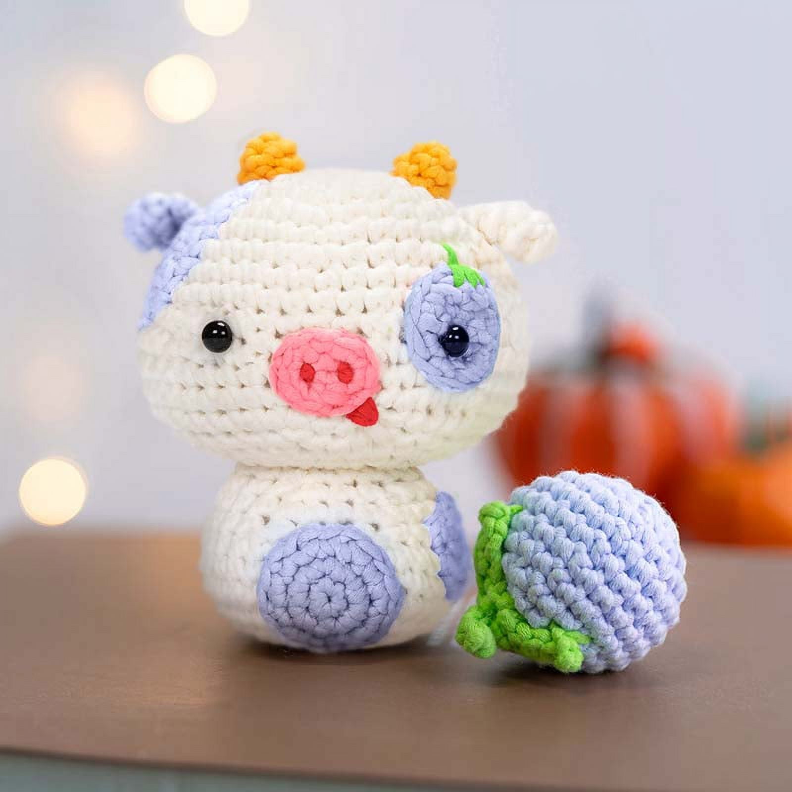  Mewaii Crochet Kit for Beginners, Complete DIY Kit Animals with  40%+ Pre-Started Tape Yarn Step-by-Step Video Tutorials for Adults Kids  (Strawberry Cow)
