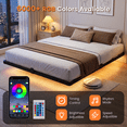 thumbnail image 3 of Bexfil Queen Size LED Floating Bed Frame with Remote Control and Charging Station, No Box Spring Needed, Easy to Assemble, 3 of 8