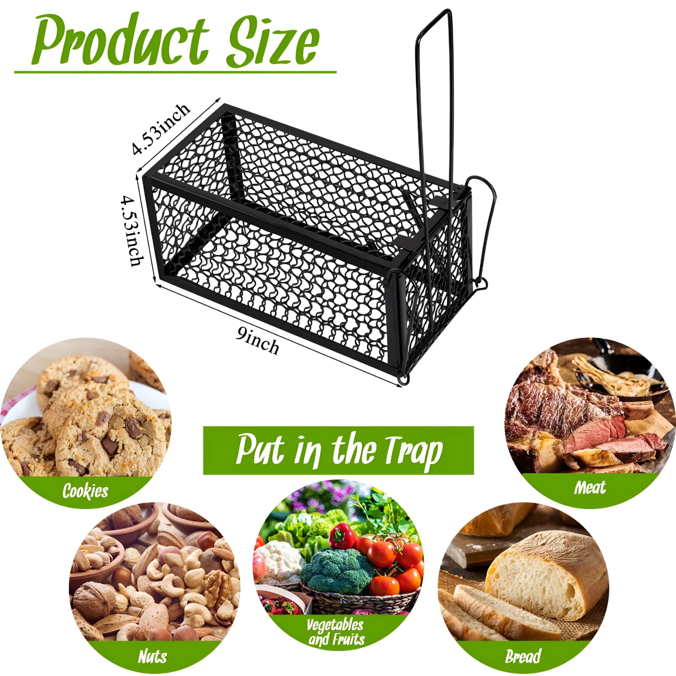 HIBIBUD 2026 New Animal Trap Cage Trap Control Catch Food Factories and Other Places for Deratting Mousetraps for Mice Humane Rat Traps Catch and Release Black