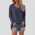 thumbnail image 2 of Towmus Womens Long Sleeve Shirts V Neck Casual Tops Loose Dressy Basic Fall Fashion Trendy Outfits Winter Clothes, 2 of 6