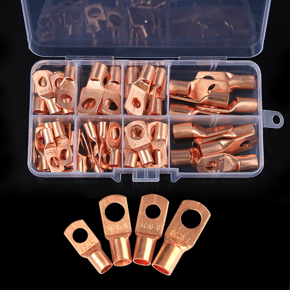 50X 16/6 COPPER TUBE TERMINALS LUG RING BATTERY STARTER WELDING CABLE CRIMP 
