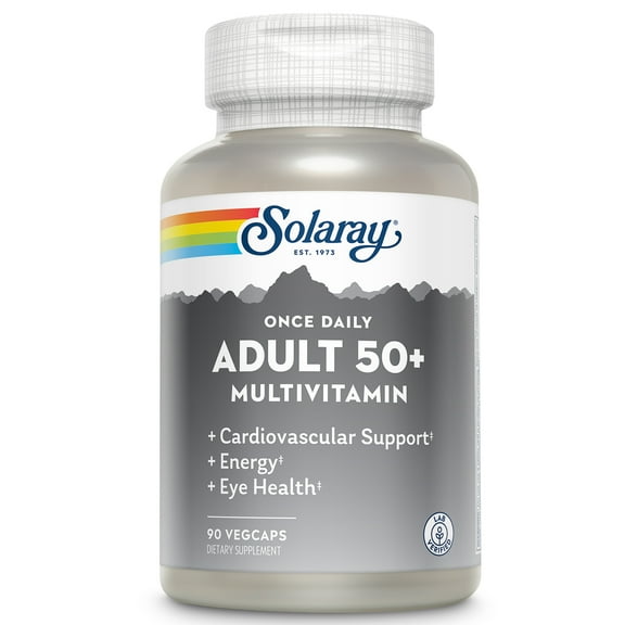 Solaray Once Daily Adult 50  Multivitamin, Healthy Energy, Heart, Eye & Immune Support for Mature Adults, 90 VegCaps