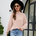 thumbnail image 3 of Suéter de punto de cuello alto de temperamento europeo y americano para mujer 2023 otoño e invierno nuevo jersey de manga larga de color sólido camisa de fondo de punto, 3 of 4