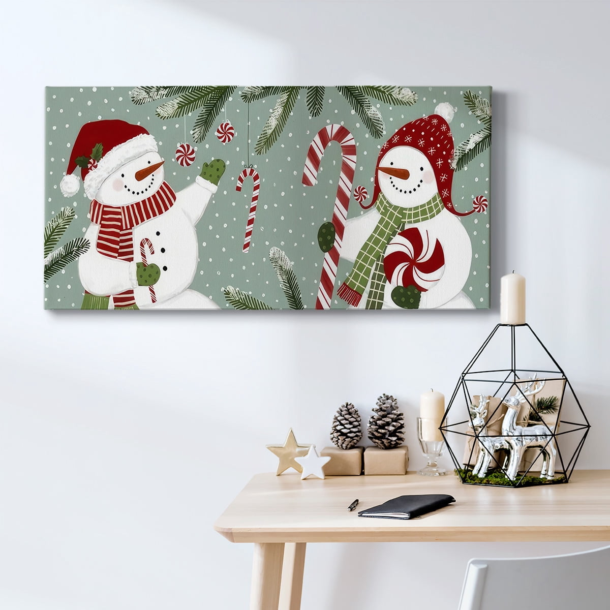 Peppermint Snowman Collection D- Gallery Wrapped Canvas