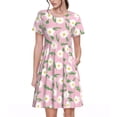 thumbnail image 1 of Vsdgher Marguerites Fleurs pour Femmes Été 2025 Robes Midi Maxi Décontractées Légères Manches Courtes Col Rond Robe de Plage, 1 of 6