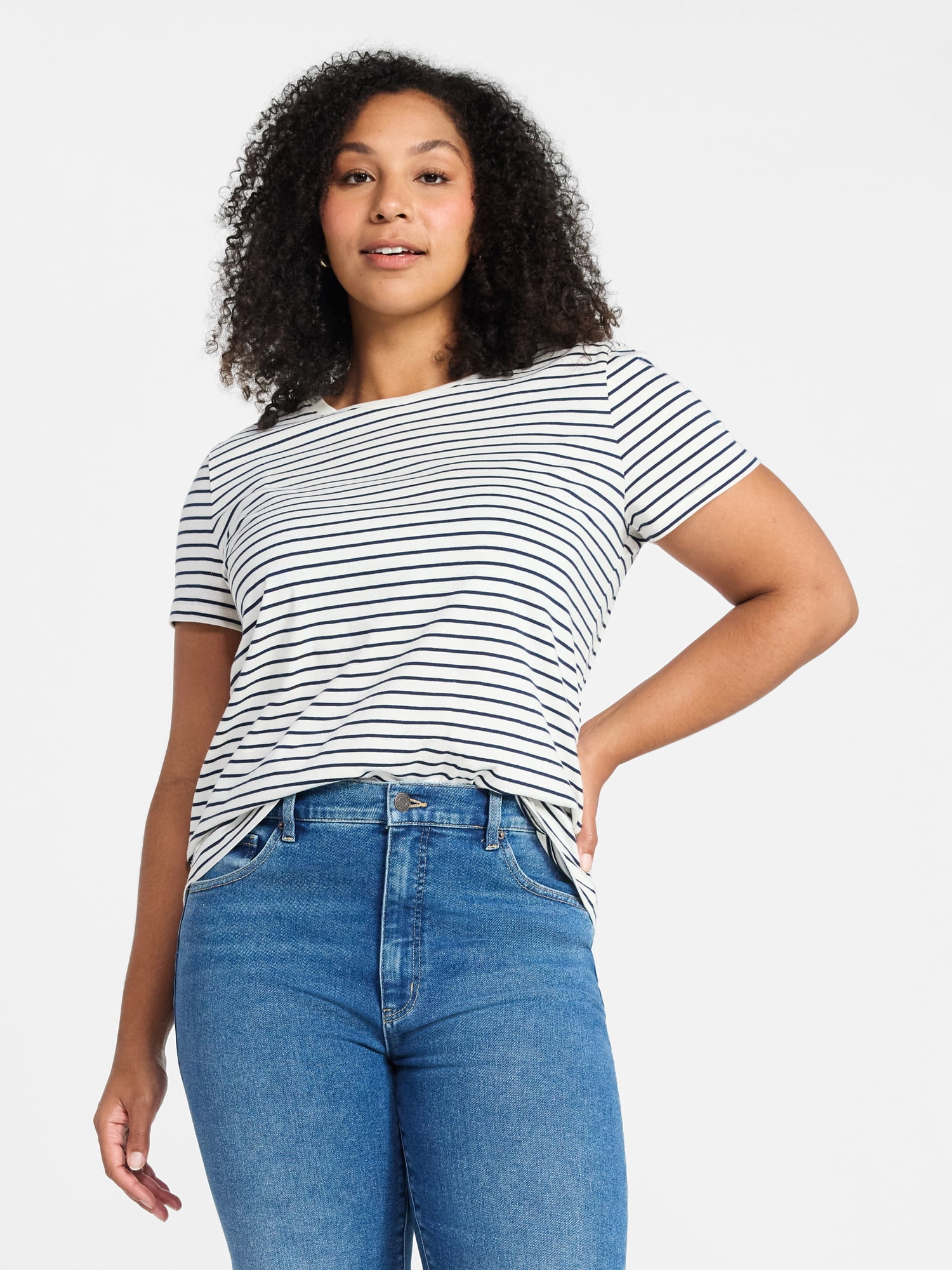 Time and Tru Women's Short Sleeve Crew Tee, Sizes 1X-4X