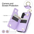 thumbnail image 6 of Cutyskin for Samsung Galaxy S21 Wallet Case【RFID Blocking】 with Card Holder Cash Pocket Zipper Bills Slot, Soft PU Leather Magnetic Back Folio Kickstand, Finger Ring Holder Hook Case, Purple, 6 of 9