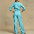 thumbnail image 5 of IUYRTFE Women Solid Color Long Sleeve Button Down Jumpsuit Wide Leg Pants with Pockets for Casual Daily Wear, 5 of 5