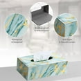 thumbnail image 3 of Contenedor de pañuelos, caja de pañuelos de cuero PU, caja de pañuelos cosmética rectangular, utilizada para decoración de coche, oficina en casa, 3 of 5