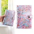 thumbnail image 2 of Clearance! A6 Cover with Ruler Glitter Quciksand PVC Planner Cover Refillable Notebook 6 Round Rings Cute Budget Protector Snap Button Closure for Writing Notebook,Blue, 2 of 8