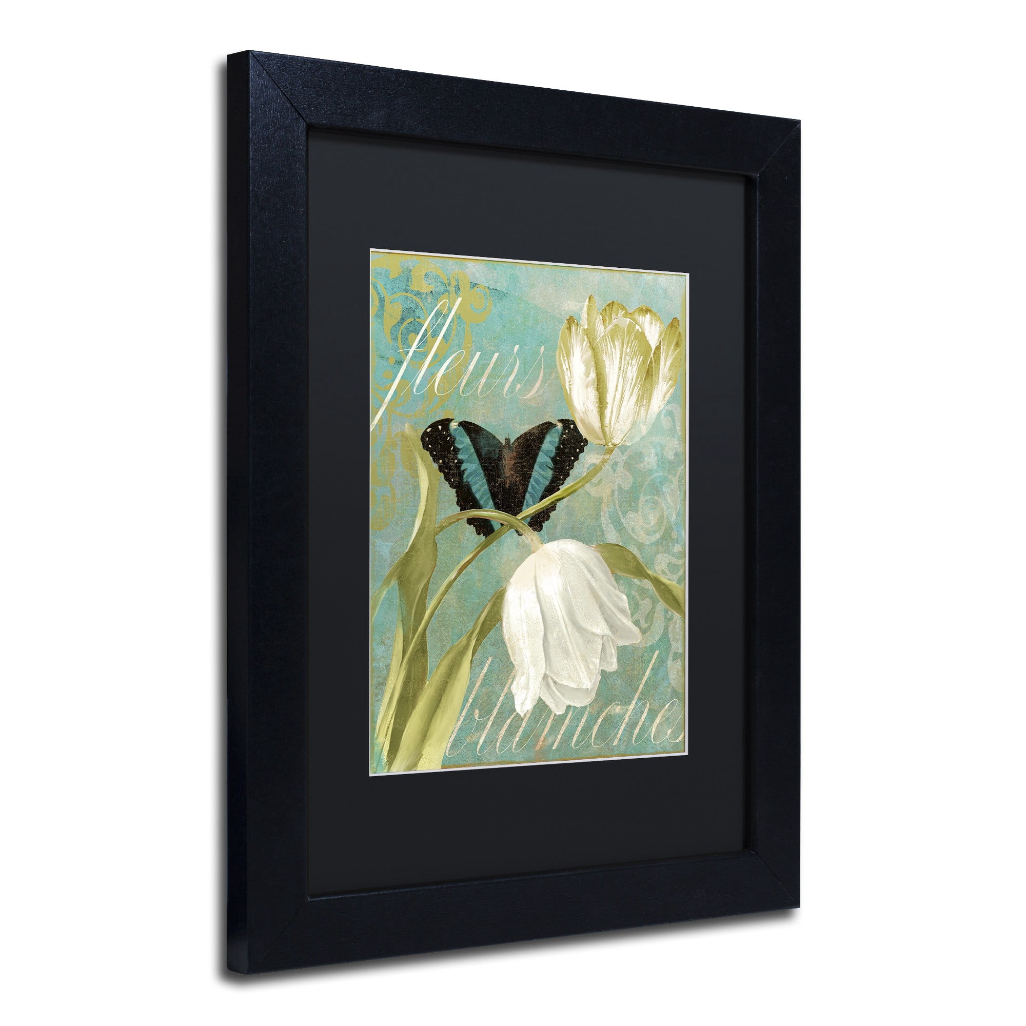 Trademark Fine Art "White Tulips" Canvas Art by Color Bakery, Black Matte, Black Frame