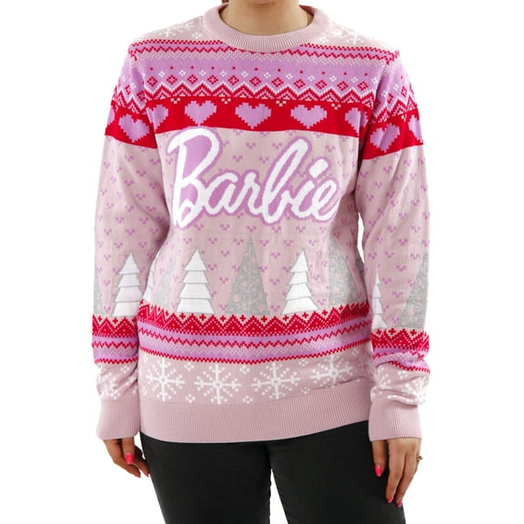 Barbie Womens Christmas Sweater Pink Sizes S-XXL
