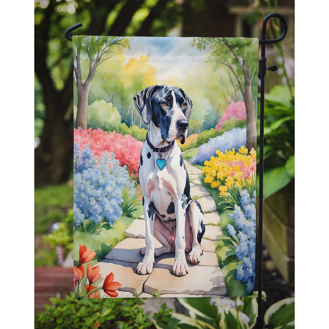 Great Dane Spring Path Garden Flag 11.25 in x 15.5 in