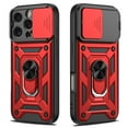 thumbnail image 3 of Elegant Choise Case with Screen Protectors for iPhone 16 Pro Max/16 Pro/16 Plus/16 Heavy Phone Cover with Ring Stand and Slide Camera Lens, Red, 3 of 15