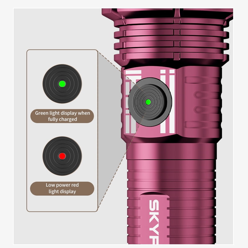 SKYFIRE LED pocket rechargeable flashlight, mini flashlight, 1000 lumens, four lighting modes, high-lumen ultra-bright outdoor flashlight, suitable for outdoor activities, farm work, cycling