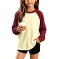 thumbnail image 2 of Mifsaly Boys Girls Sweatshirt Kids Raglan Sleeve Crewneck Sweatshirts Color Block Relaxed Fit Back to School Casual Everyday Pullover Tops, 2 of 8