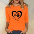 thumbnail image 2 of Dadaria Hauts pour Femmes Chemise Orange Manches 3/4 T-Shirt Col Rond Grande Taille Tee Été Chandail Blouses 2TG, 2 of 5