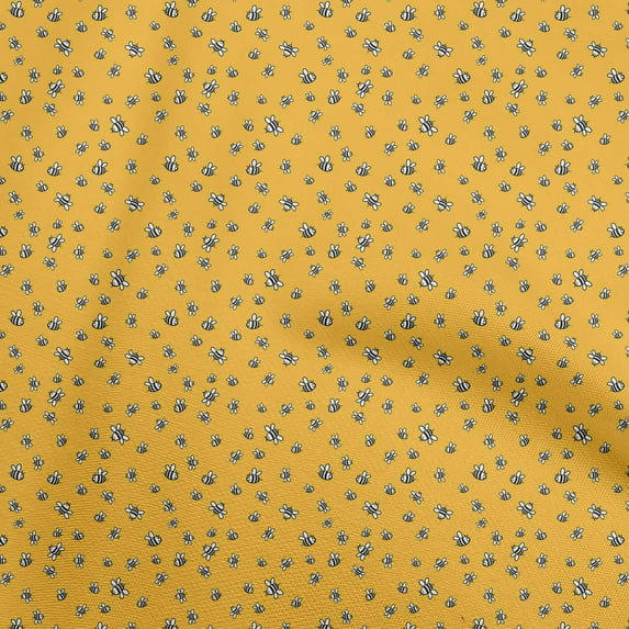 oneOone Cotton Jersey Mustard Yellow Fabric Honey Bees Craft Projects Decor Fabric Printed By The Yard 58 Inch Wide