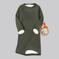 thumbnail image 2 of Kaemgyyd Women's Fleece Lined Sweatshirt Dress Fall Winter Casual Solid Crewneck Pullover Loungewear Loose Long Sleeve Mini Dress, 2 of 5