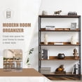 thumbnail image 2 of 5 Tier Industrial Bookshelf, Modern Wood and Metal Bookshelf, Etagere Bookcase with Back Panel, Industrial Storage Rack with Open Shelves for Living Room, Bedroom, Home Office, Rustic Brown, 2 of 9