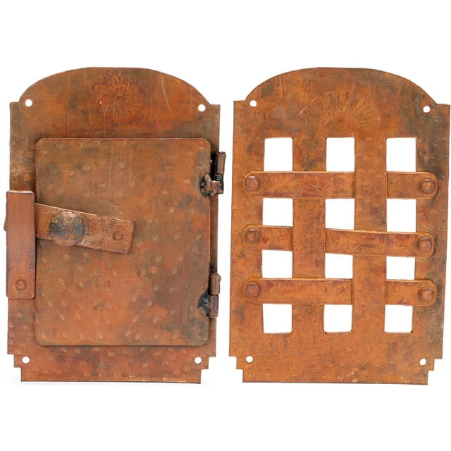 A29 Hand Forged Speakeasy Door Grill with Viewing Door, Rust Finish