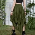 thumbnail image 5 of Levmjia Women Midi Skirt Flax Casual Summer Elastic Waist Solid Color Gothic Punk Style Skirt for Daily Wear Street Fashion and Vacation, 5 of 9