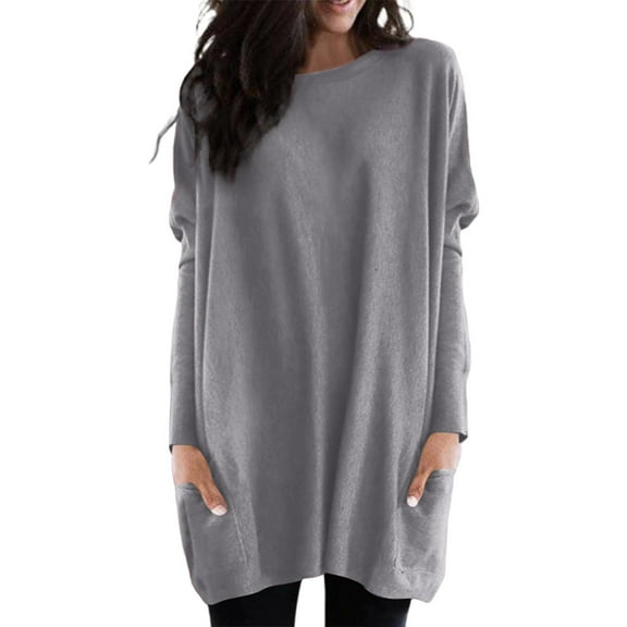 EDFBUYKRS Tunic Shirts for Womens Long Sleeve Tops Casual V Neck Sweaters for Women Blouses M