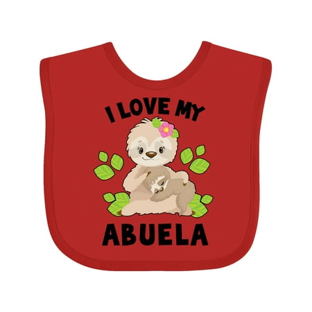 

Inktastic Cute Sloth I Love My Abuela with Green Leaves Gift Baby Boy or Baby Girl Bib