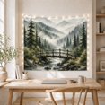 thumbnail image 5 of Misty Forest River Bridge Landscape in a Wooded Valley, Serene Watercolor for Nature Lovers, Tranquil Wilderness Art, Birthday Gift Tapestry Wall Hanging for Bedroom and Reading Nook, 5 of 7