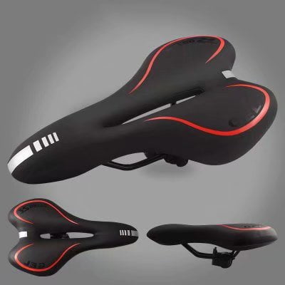 Selle de Vélo Gel Selle de Vélo Creuse Ergonomique Siège de Vélo Selles de Vélo de Montagne Selle de Randonnée pour Vélo de Montagne Vtt Vélo de Route Hommes Femmes Silicone Rouge