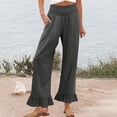 thumbnail image 3 of Fiaer,Women's High Waist Ruffle Hem Pants,Ladies Plus Size Casual Trendy Joggers,Womens Comfy Breathable Trousers with Pockets Grey M, 3 of 7
