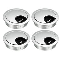 Cable Hole Cover, 2-iinch Zinc Alloy Desk Grommet for Wire Organizer, 4 Pcs (Bright Silver)