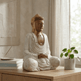 thumbnail image 5 of Wood Buddha Statue – Hand Carved Whitewashed Dhyana Mudra Sculpture, Zen Meditation Décor - 12" tall x 10" wide x 5.5" deep, 5 of 9
