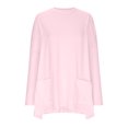 thumbnail image 4 of Plebaso Chemises à Poches pour Femmes Manches Longues Tunique Décontractée Col Rond Hauts Blouses Unies Amples Printemps Été, 4 of 6