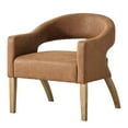 thumbnail image 6 of Hassch Faux Leather Upholstered Barrel Chair with Round Cutout Back and Solid Wood Frame, Modern Accent Chair for Living Space & Dining Room (Brown), 6 of 8