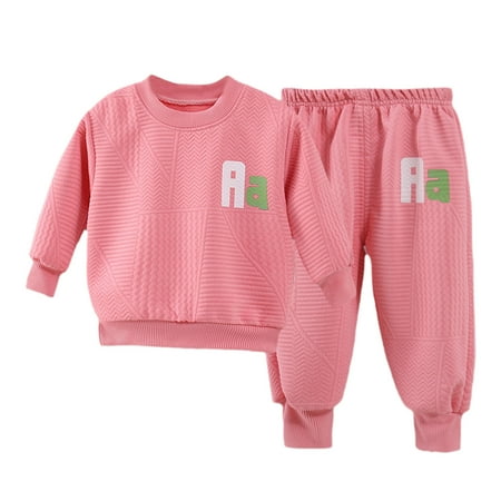 

Baby Boy Outfits Letter Printed Pullover Hoodie and Pants Loose Soft Warm Toddler Girls Outfit Sets Size 18-24 M