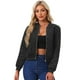 thumbnail image 1 of Chaqueta bomber acolchada con diamantes y superficie de terciopelo con cremallera para mujer con bolsillos Allegra K Negro S, 1 of 5