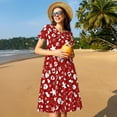 thumbnail image 4 of Uemuo Red Christmas Cheer. Print Womens Summer Dress Casual Swing Short Sleeve Sundresses Beach A-line Shift Dress, 4 of 6
