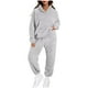 thumbnail image 1 of Traje pantalón informal de manga larga con capucha y bolsillos para mujer, de color liso - Tejido de poliéster - Tallas XS/S/M/L/XL/XXL, 1 of 4