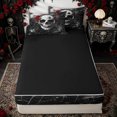 thumbnail image 4 of Erosebridal Gothic Rock Skull Zipper Twin Comforter Sets with Fitted Sheet and 2 Pillowcases for Boys Girls, Red Rose Spider Web Zipper Bedding Set, Black Reversible, 4-Piece, 4 of 7