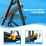 Kingrack 5 Step Folding Ladder for Adults, 800lbs Sturdy Steel Stool Ladder with Anti-Slip Pedal&Handrail&Tool Tray for Home Kitchen Office