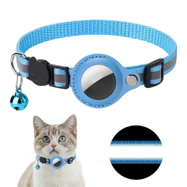 Airtag Cat Collar, TSV Reflective Kitten Collar with Breakaway Bell, Adjustable Strap Safety