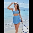 thumbnail image 4 of Traje de Baño de Cintura Alta para Mujer, Falda de Baño de Dos Piezas con Control de Abdomen, Conjunto de Bikini Retro 2025. Azul XL, 4 of 8