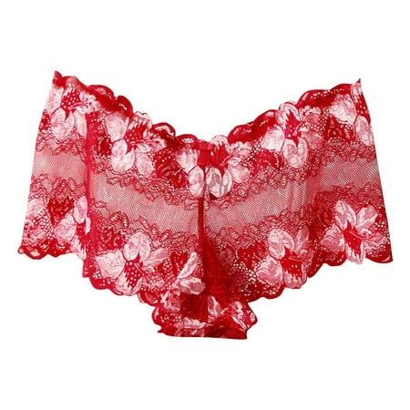 

Gaiseeis New Fashion Sexy Lingerie Lace Brief Underpant Sleepwear Underwear M-4XL Red L